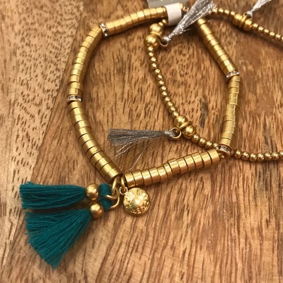 J.CREW Beaded Tassel Stretch Bracelets - Picture 3 of 4